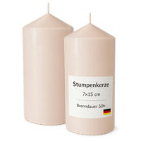 STUMPENKERZEN Ø7cm x 15cm Beige (2er Pack) - Beige, Naturmaterialien (15cm) - HS Candle