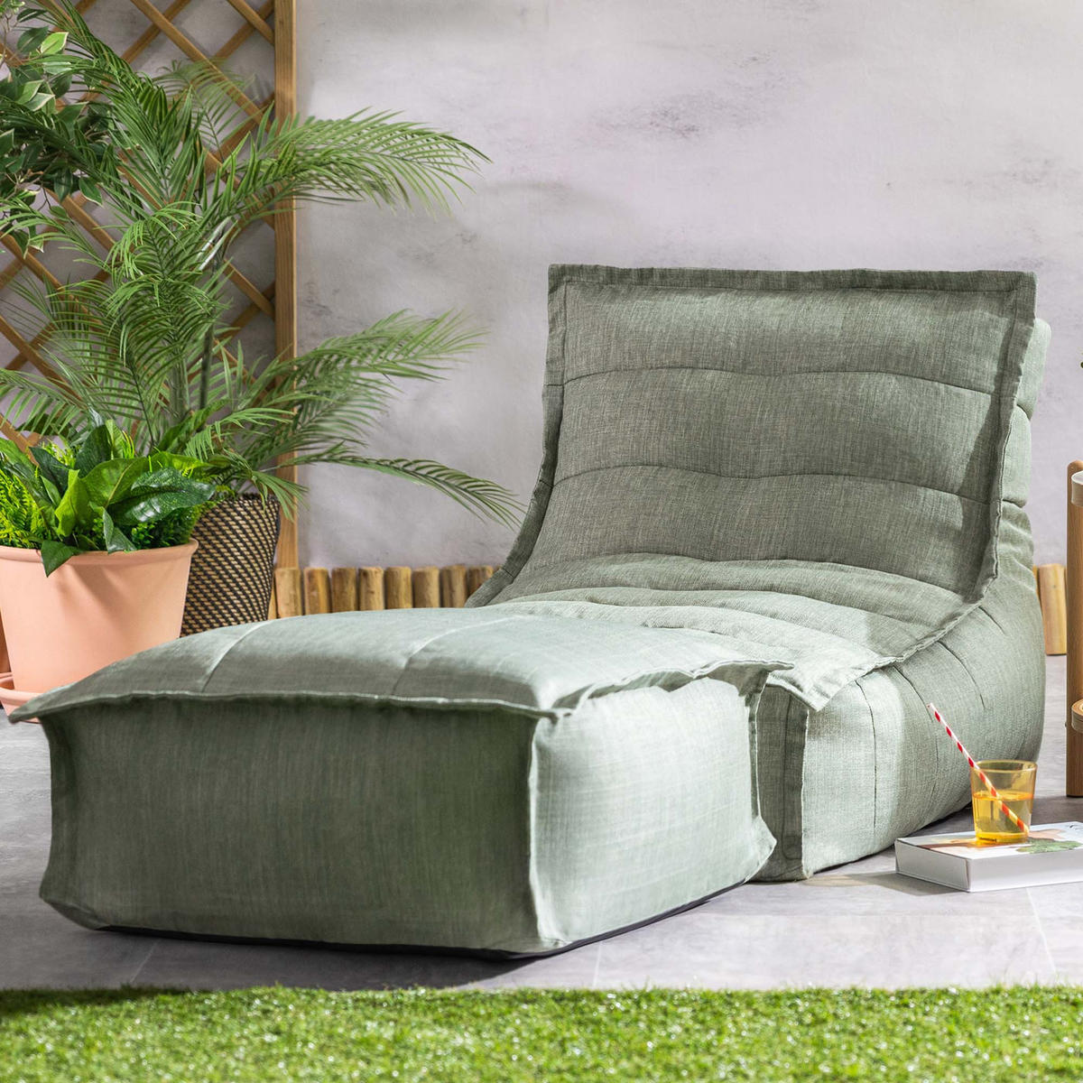 OUTDOORSITZSACK Skandi mit Hocker - Salbeigrün, Textil (75/75/96cm) - icon
