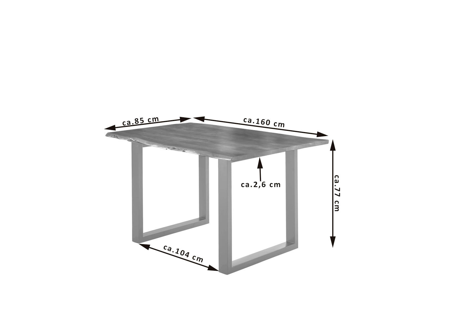 ESSTISCH LUBIN - Silberfarben/Braun, Holz/Metall (85/160/77cm) - SAM