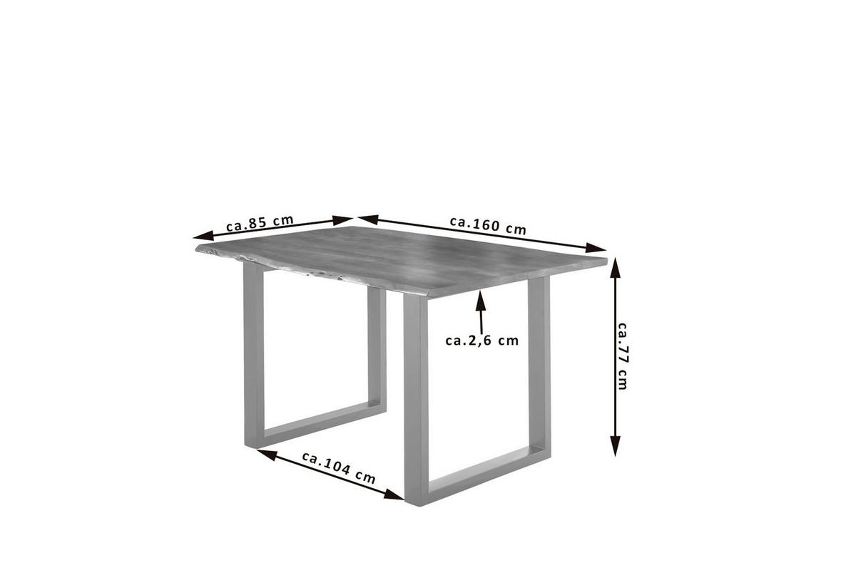 ESSTISCH LUBIN - Silberfarben/Braun, Holz/Metall (85/160/77cm) - SAM