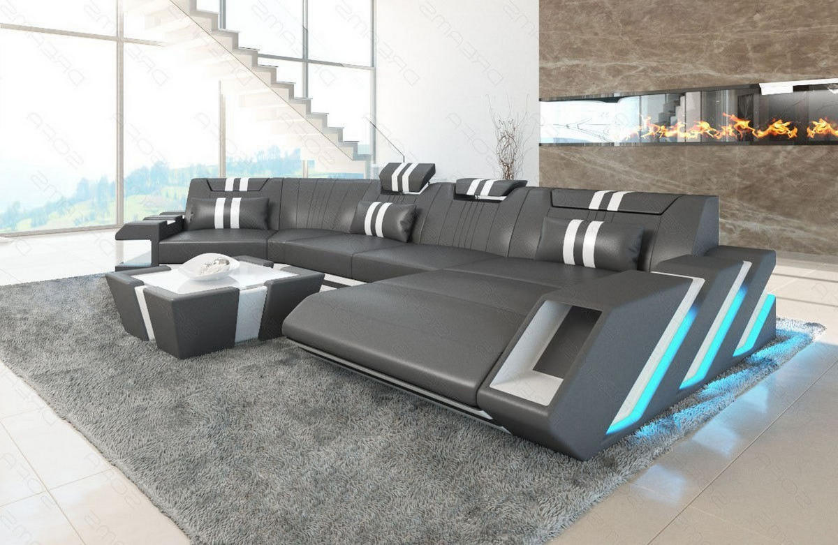 WOHNLANDSCHAFT Apollonia C - Grau, Leder (420/78/190cm) - Sofa Dreams