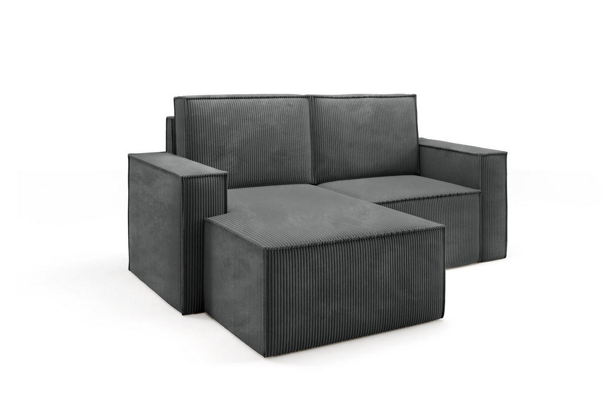 ECKSOFA Orto Dunkelgrau, Zweisitzer Kordecksofa linke seite - Dunkelgrau, Holzwerkstoff/Textil (180/141cm) - Bettso