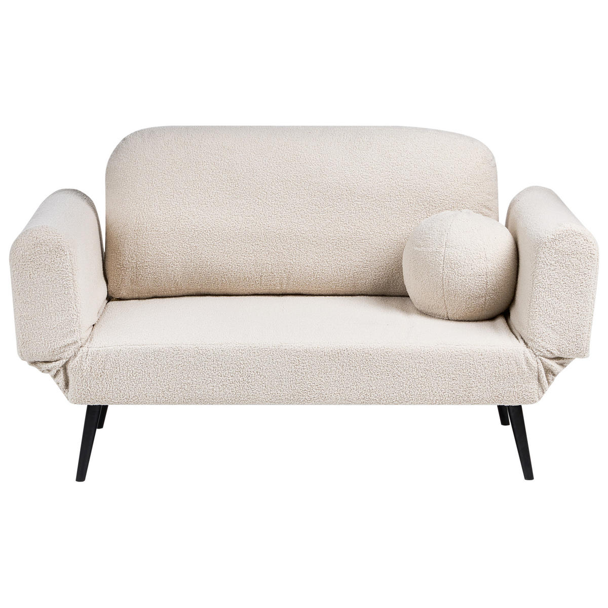 SCHLAFSOFA 2-Sitzer Bouclé Cremeweiß Dorotea - Creme/Schwarz, Textil (190/88/79cm) - Beliani