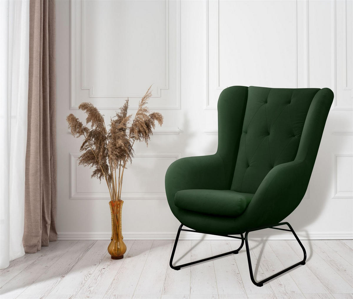 SESSEL Artemis In Kronos - Dunkelgrün, Holzwerkstoff/Textil (80/105/100cm) - Fun Möbel
