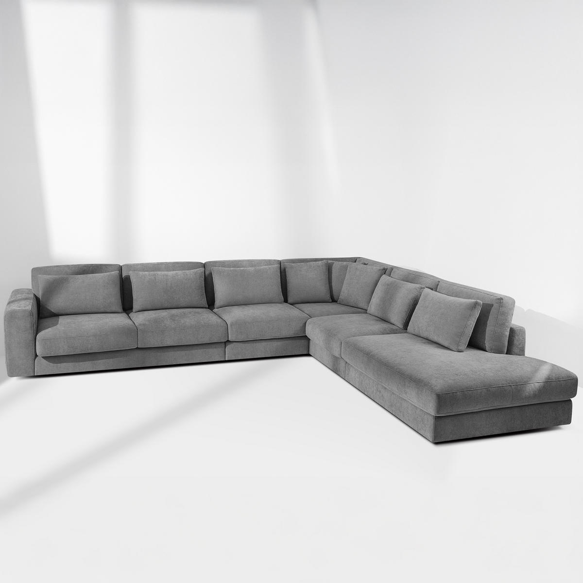 ECKSOFA XL rechts VERUS - Dunkelgrau, Holz/Holzwerkstoff (377/328cm) - KONSIMO®