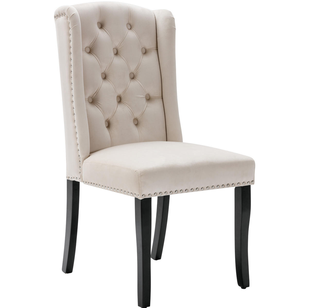 ESSZIMMERSTUHL 4er-Set Samt Beige mit Eichenbeinen - Beige, Metall (45/100/61.2cm) - Meubliv