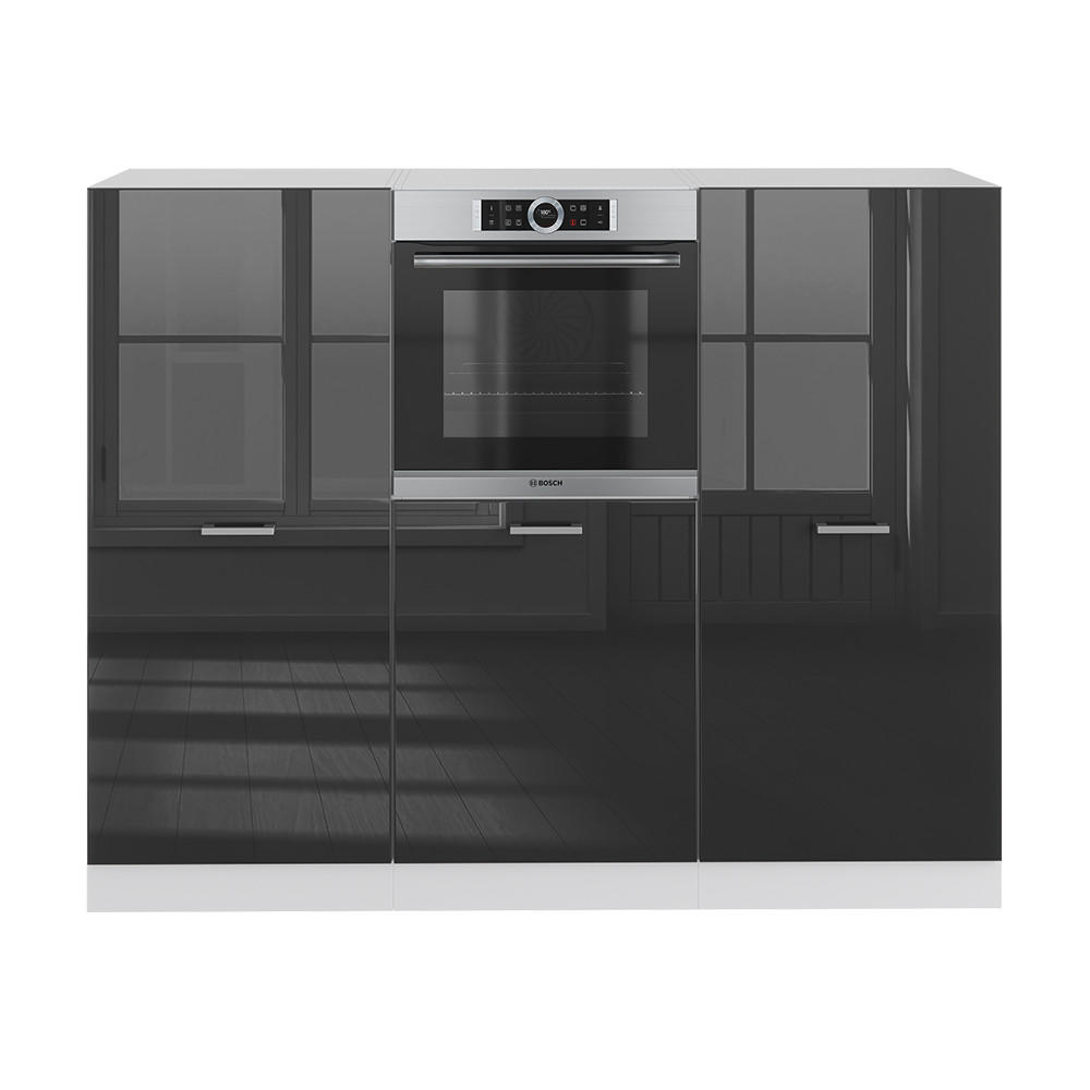KÜCHENBLOCK R-Line Anthrazit Hochglanz/Weiß 180 cm ohne AP - Anthrazit/Weiß, Holzwerkstoff (180/81.6/46cm) - Vicco