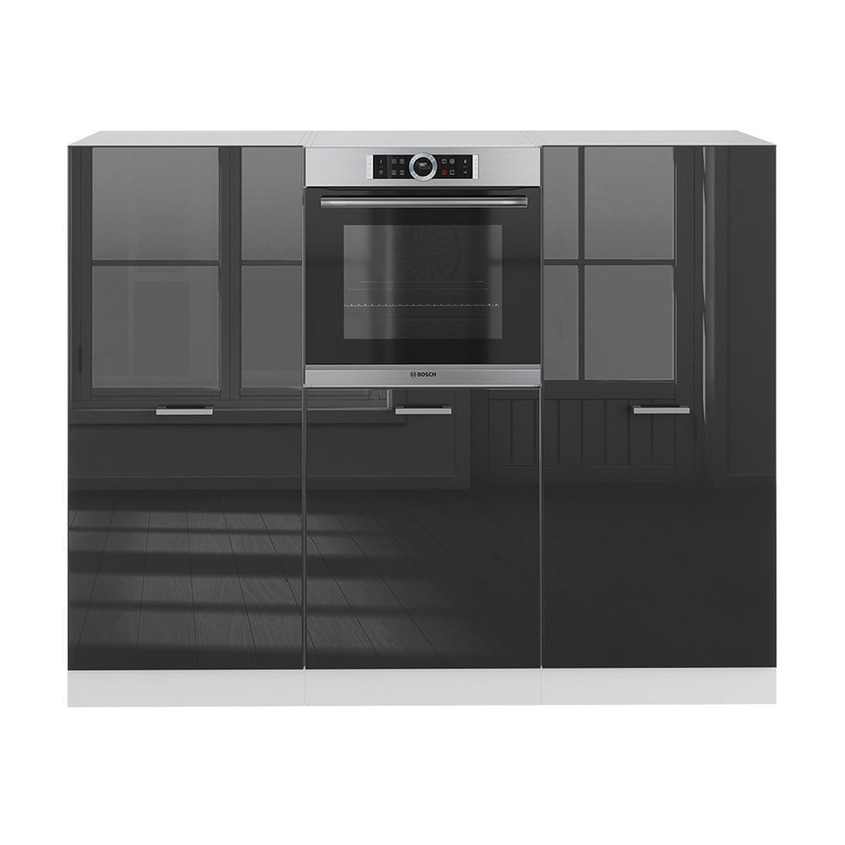 KÜCHENBLOCK R-Line Anthrazit Hochglanz/Weiß 180 cm ohne AP - Anthrazit/Weiß, Holzwerkstoff (180/81.6/46cm) - Vicco