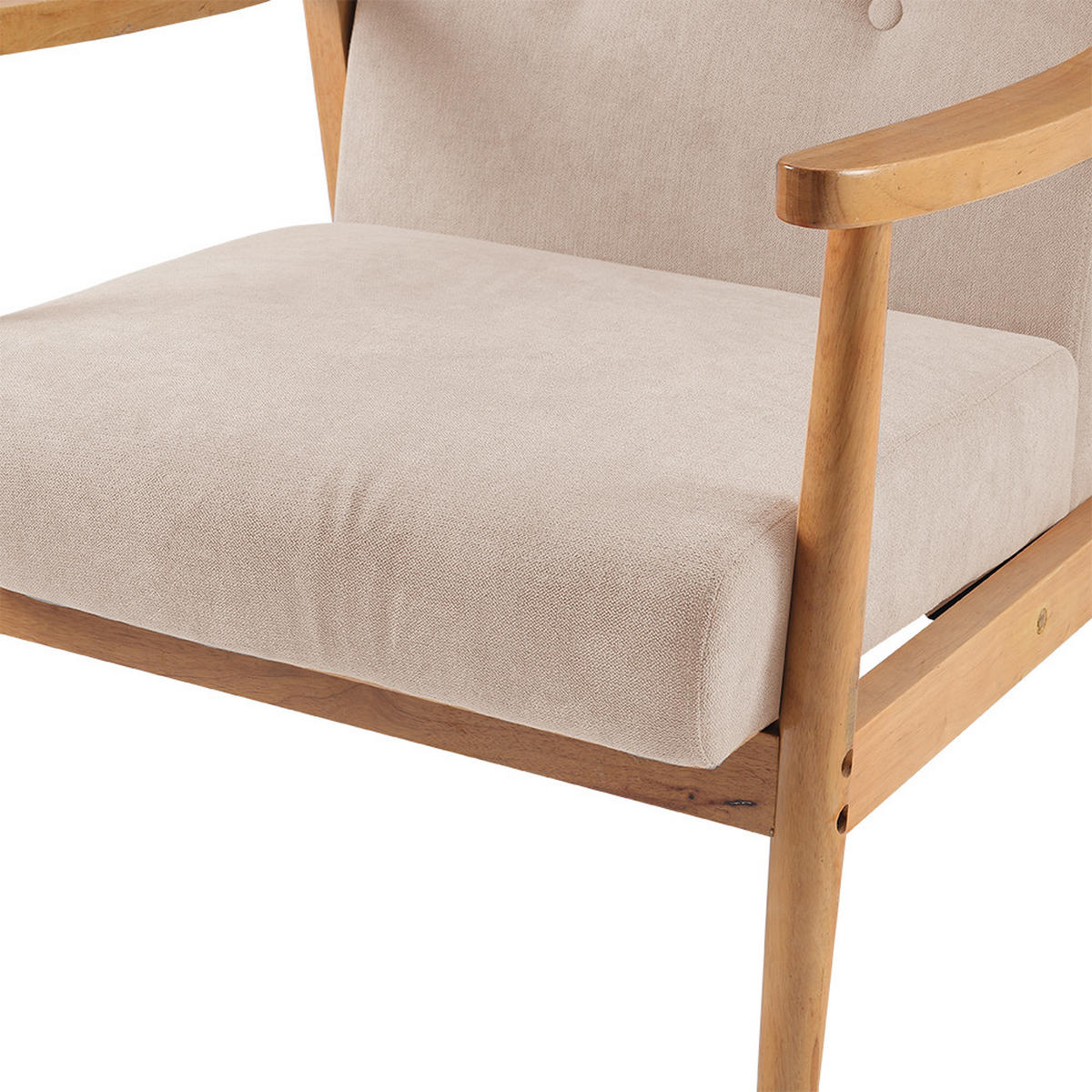 POLSTERSESSEL 74/70/81 cm Armlehnen Holzrahmen Leinen Beige - Beige, Holz/Textil (74/81/70cm) - Livingandhome