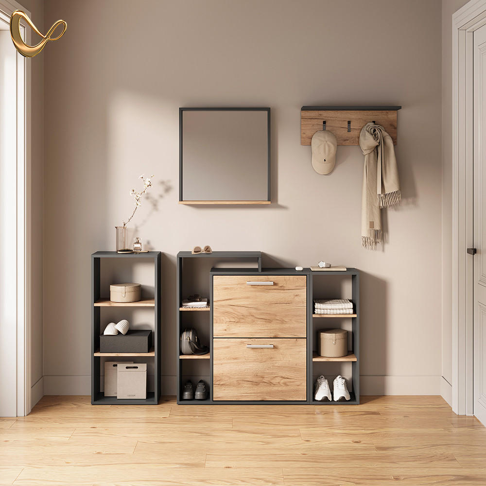 AUFBEWAHRUNGSREGAL Ortello Anthrazit/Goldkraft Eiche 40 x 90.5 cm - Honigeiche/Anthrazit, Holzwerkstoff (40/90.5/24cm) - Livinity®