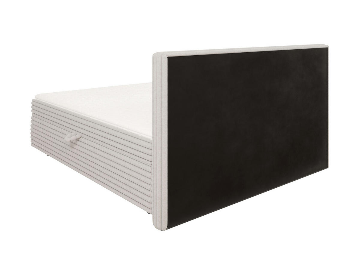 BOXBETT Roma 180/200 cm Hellgrau Plüschcord - Hellgrau/Schwarz, Holz/Kunststoff (180/200cm) - S-Style Möbel