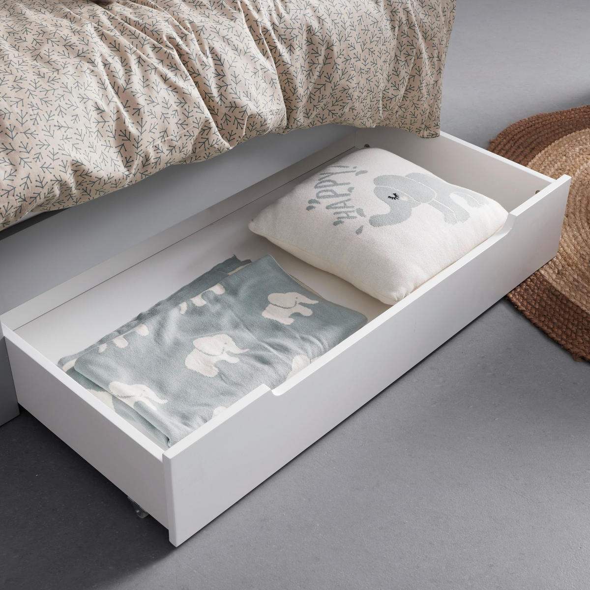 STAURAUMBETT Danny Weiß ca. 90 / 200 cm MDF - Grau, Holzwerkstoff - Bessagi Kids