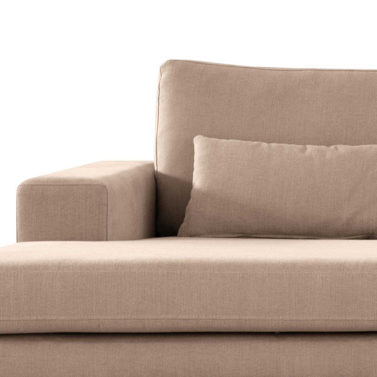 WOHNLANDSCHAFT mit Longchair - Taupe/Buchefarben, Buchenholz/Textil (371/81/219cm) - home24