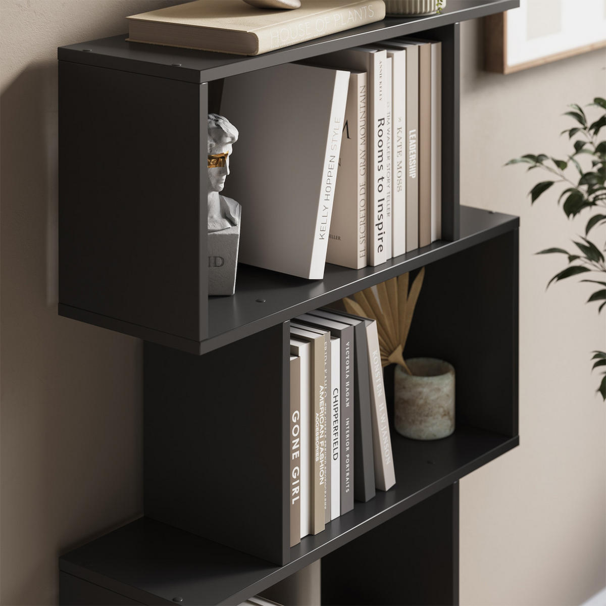 RAUMTEILER Levio Schwarz 70 x 132.1 cm 4 Fächer - Schwarz, Holzwerkstoff (70/132.1/23.8cm) - Vicco