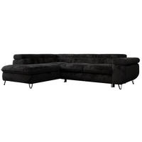 ECKSOFA PEDRO L Schwarz Plüsch - Links Seite - Schwarz, Textil/Metall (208/273cm) - MKS