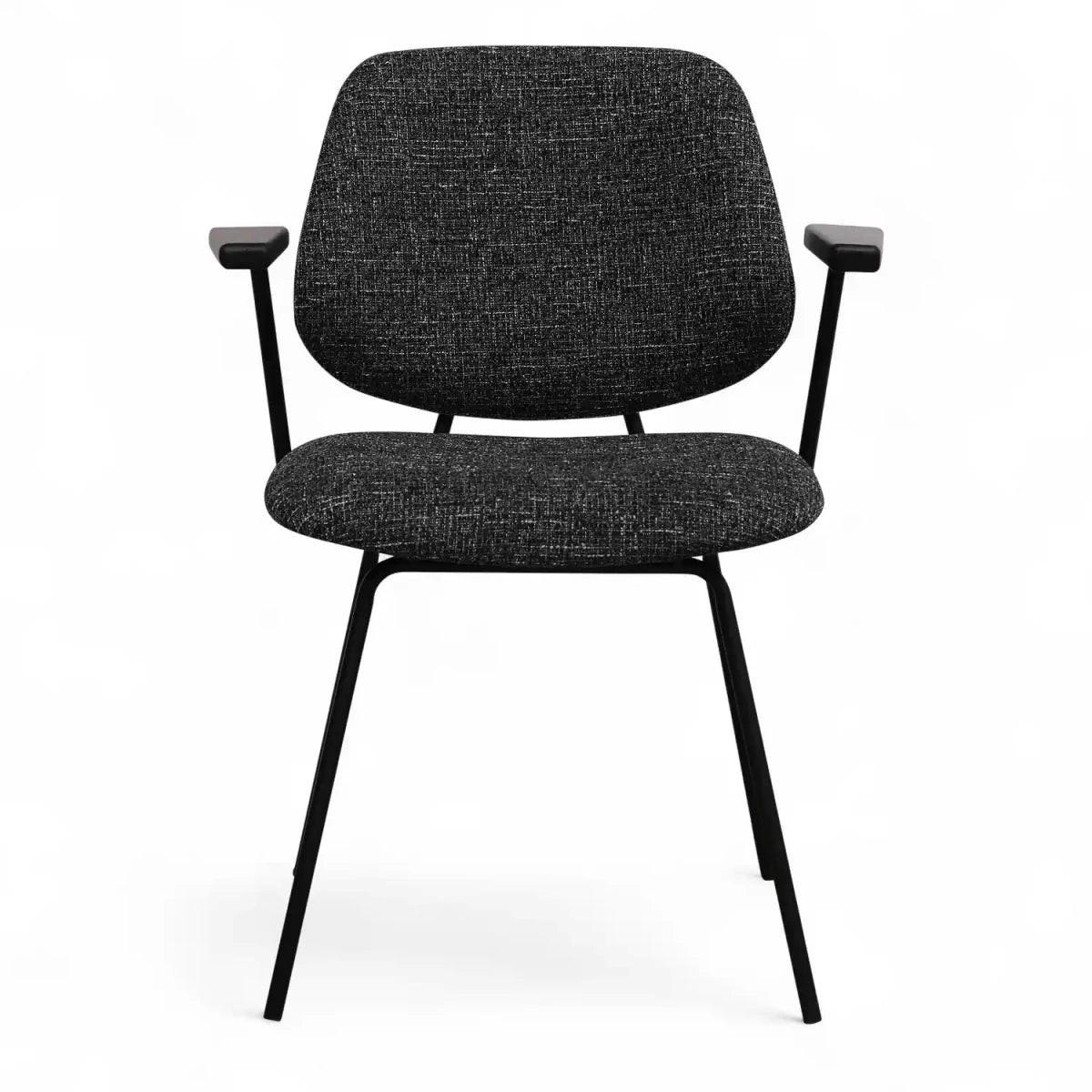 ARMLEHNSTUHL-SET 6 Stück in Teddystoff Schwarz - Schwarz, Textil/Metall (50/82/58cm) - Furnhouse