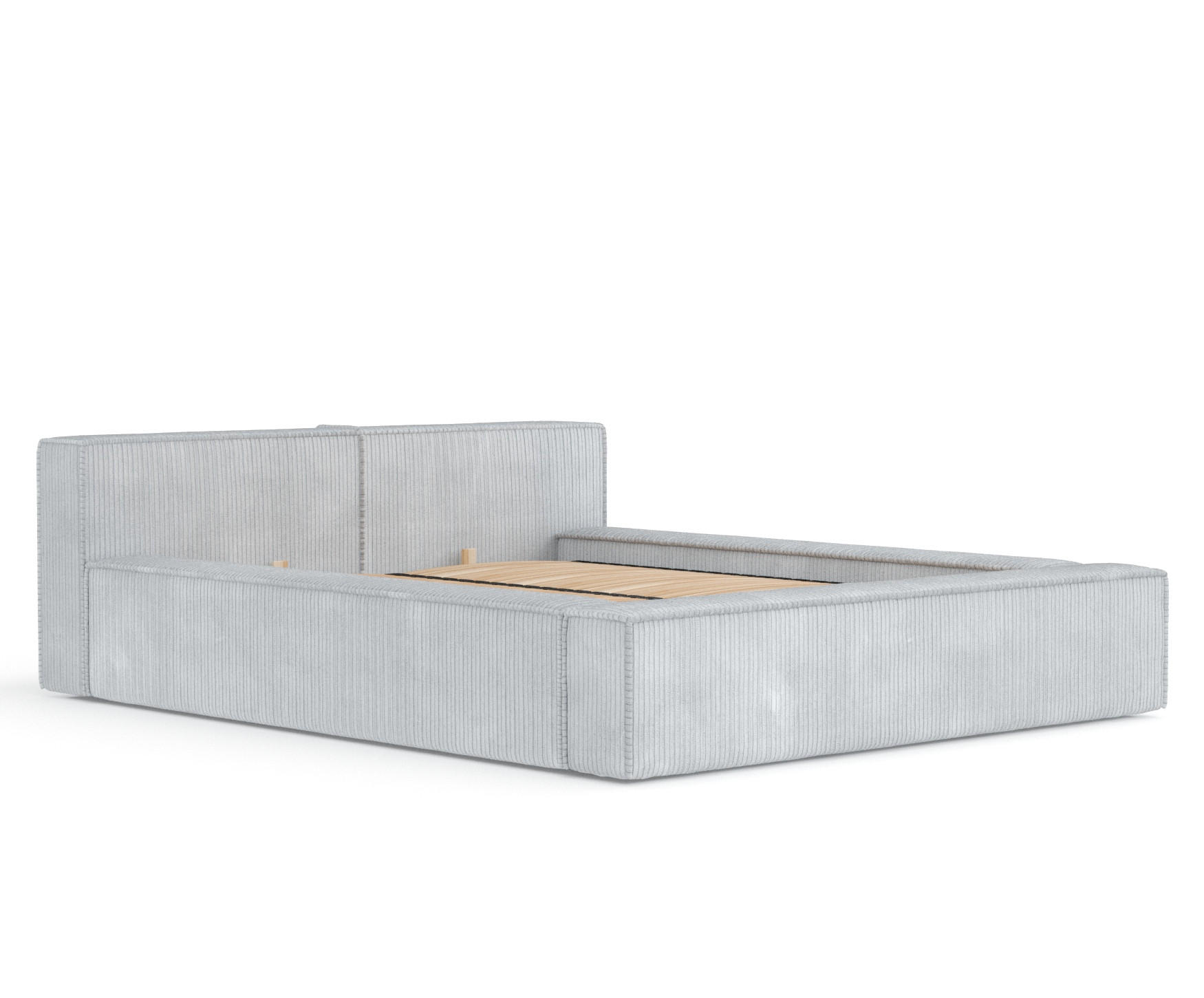 POLSTERBETT Voliera Hellgrau 180/200 cm im Samtstoff - Birkefarben/Hellgrau, Holz/Holzwerkstoff (180/200cm) - Maison de Reve