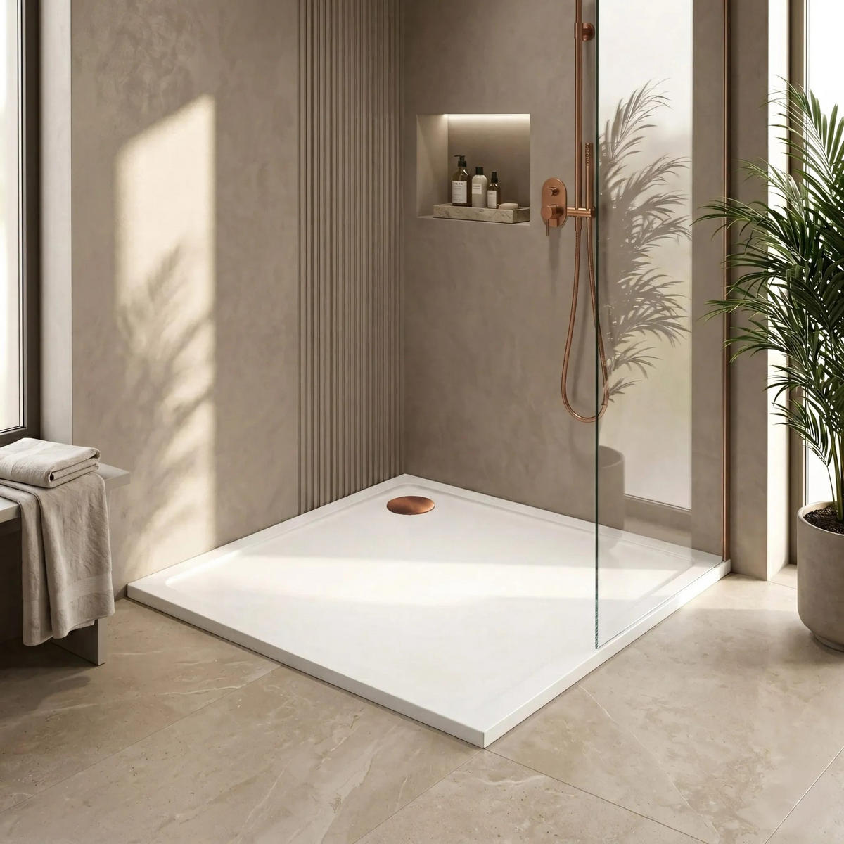 ACRYL Duschwanne Rea Savoy White 80x80 Chrom Abdeckung - Weiß, Keramik (80/6/80cm) - REA