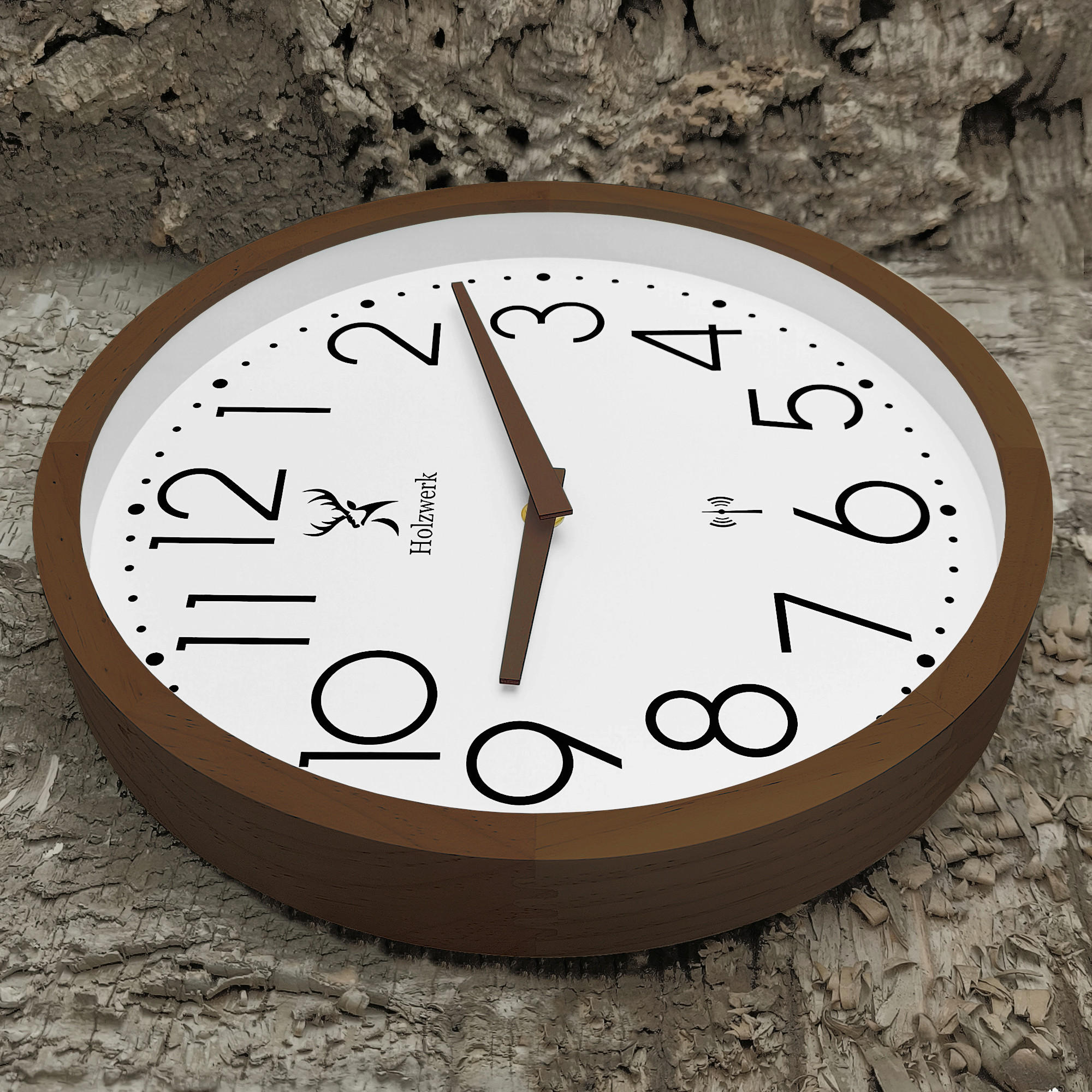 WANDUHR Holz Designer KRONBERG (FUNK) Loft Wand Uhr, braun, weiß - Dunkelbraun, Glas/Holz (30/30/4.2cm) - Holzwerk