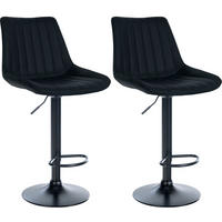 BARHOCKER 2er Set Lederlook schwarz - Schwarz, Textil/Metall (49.5/91/50cm) - CLP