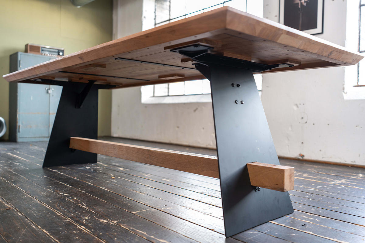 ESSTISCH MIT SCHWEIZER KANTE ARBORIO Braun Akazie - Schwarz/Braun, Holz/Metall (300/100/78cm) - KAWOLA