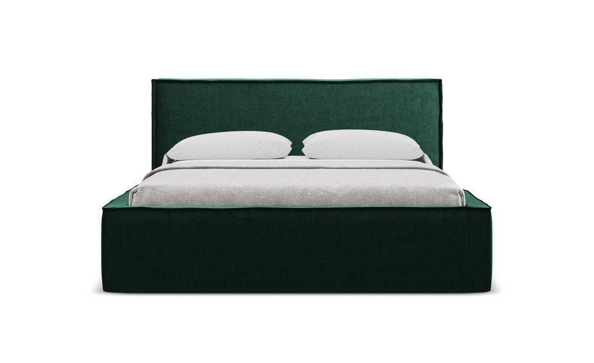 POLSTERBETT mit Bettkasten und Lattenrost 180x228 Grün - Dunkelgrün/Schwarz, Kunststoff/Textil (160/200cm) - Makamii