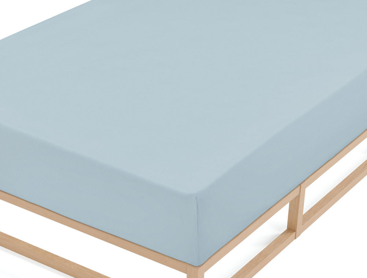 SPANNBETTTUCH Biber taubenblau, 180x200 cm - 200x200 cm - Blaugrau, Textil (200/200cm) - biberna
