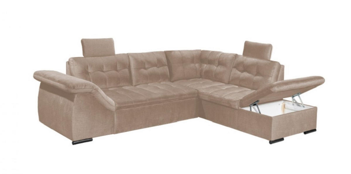 ECKSOFA mit Schlaffunktion und Bettkasten - Creme, Kunststoff/Textil (217/283cm) - ed exciting design