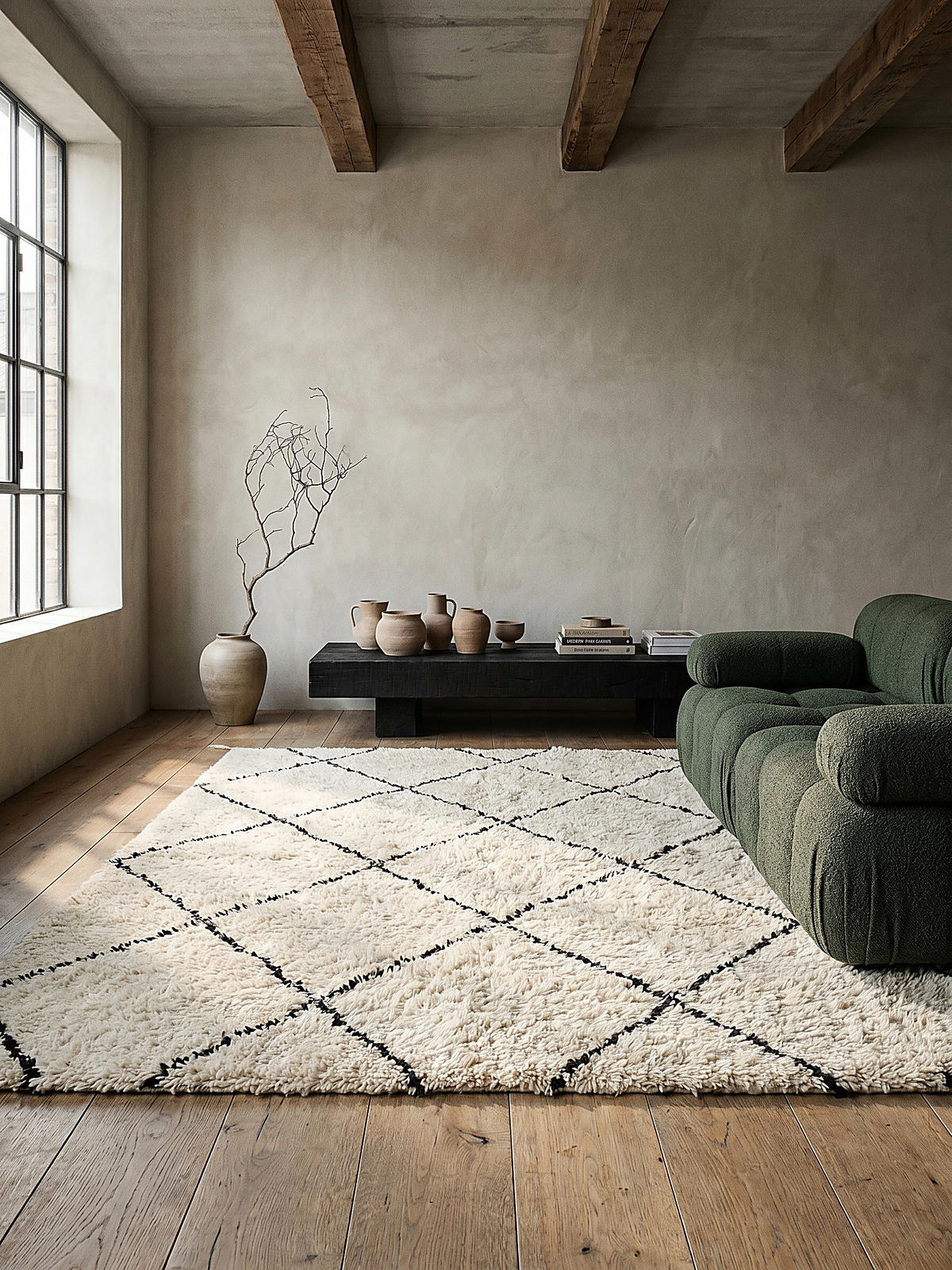 HOCHFLORTEPPICH Berber ATRIO Polypropylen Creme-Schwarz 160 x 230 cm - Multicolor, Textil (160/230cm) - KADIMA DESIGN