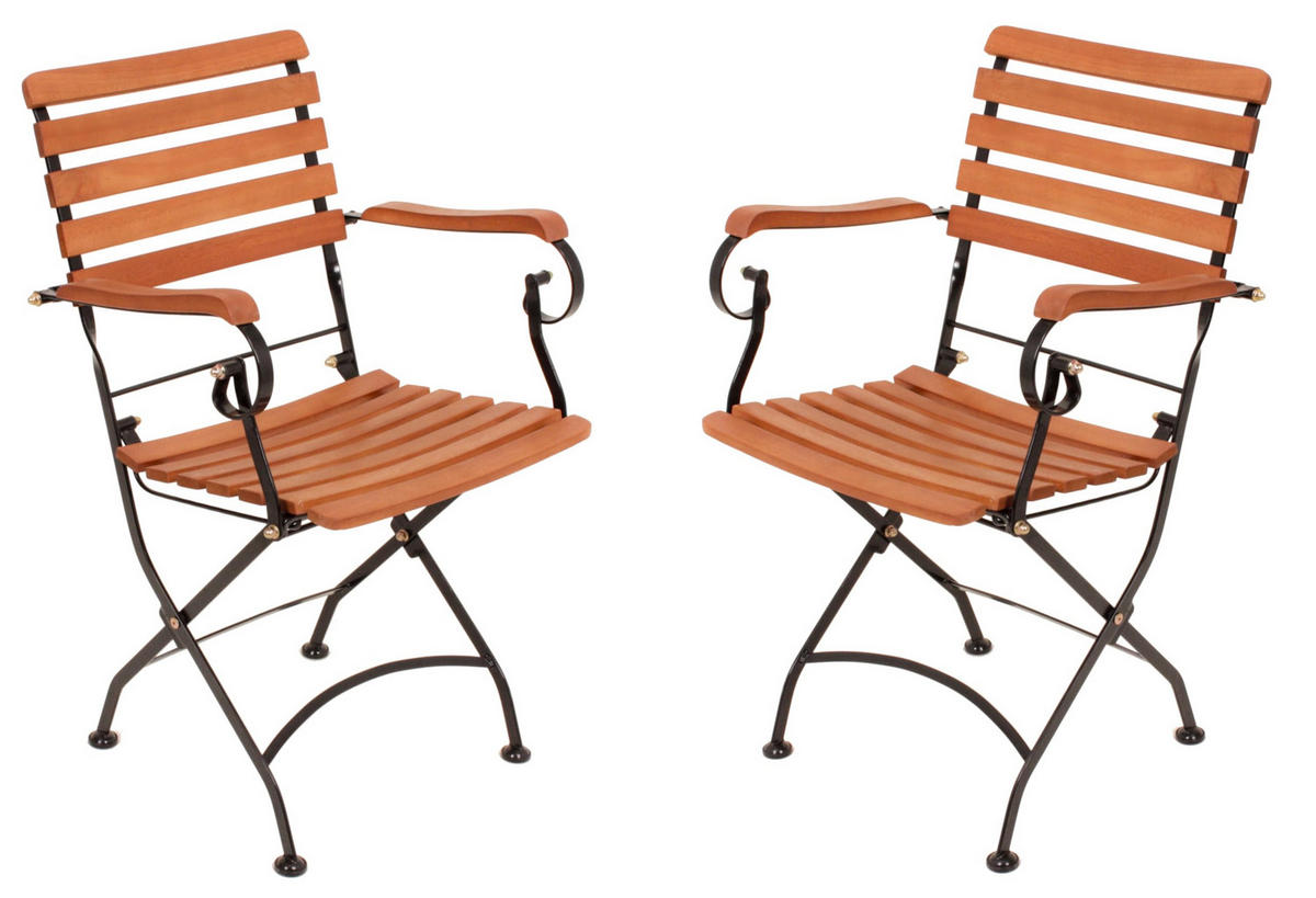 GARTENSTUHL 2er Set Arvid Schwarz Klappstuhl - Schwarz, Holz (56/89/58cm) - DELUKE