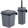 WC-GARNITUR 2-TLG. Bürste u. Eimer SAVONA Softtouch inkl. Wandhalterung, eckig - grau - Grau, Kunststoff (18/25/21cm) - bremermann