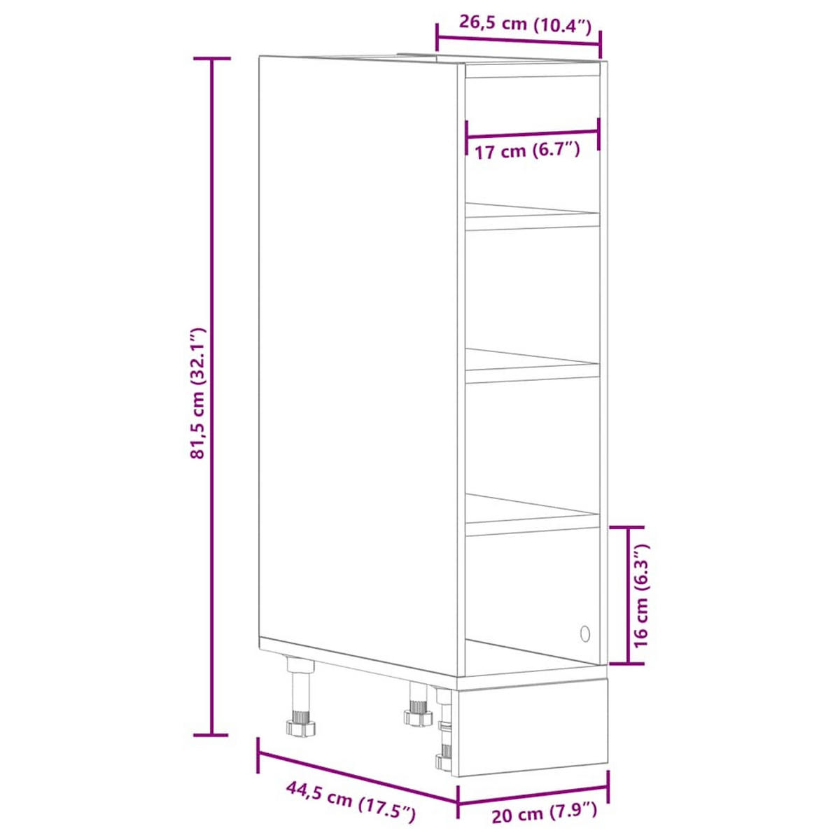 UNTERSCHRANK Riga Weiss 20/44,5/81,5 Cm Holzwerkstoff - Weiß, Holzwerkstoff (44.5/81.5/20cm) - vidaXL