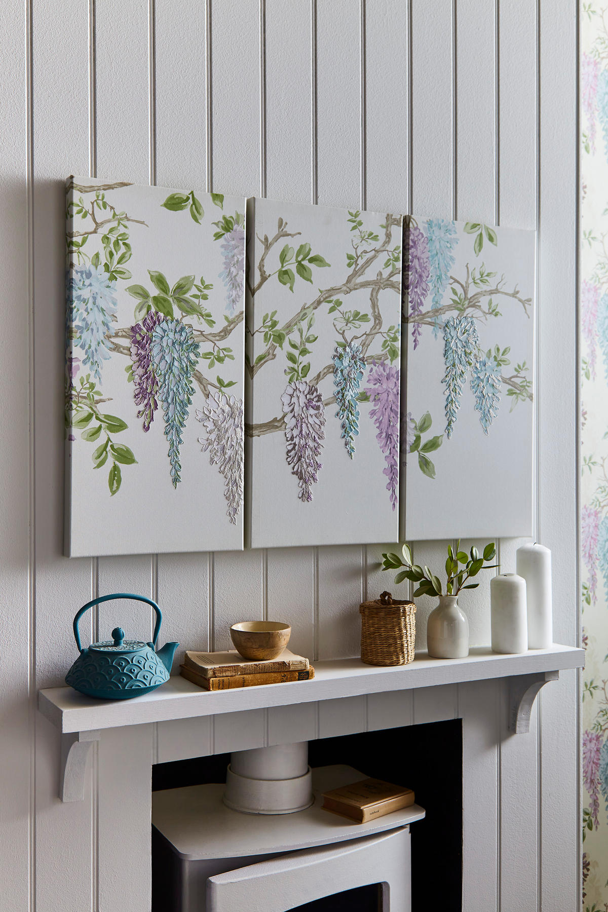 LEINWANDBILD Glyzinie Garten - 60x90cm - Multicolor, Holzwerkstoff (90/3cm) - LAURA ASHLEY