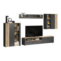 WOHNWAND grau, Evoke Eiche 4-teilig 340 cm, Schrankwand mit viel Stauraum - Eichefarben/Anthrazit, Holzwerkstoff/Kunststoff (167/25/18cm) - Top.Furn