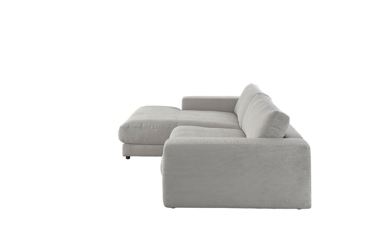 ECKSOFA MADELINE Steingrau Cord - Schwarz/Grau, Kunststoff/Textil (270/190cm) - KAWOLA