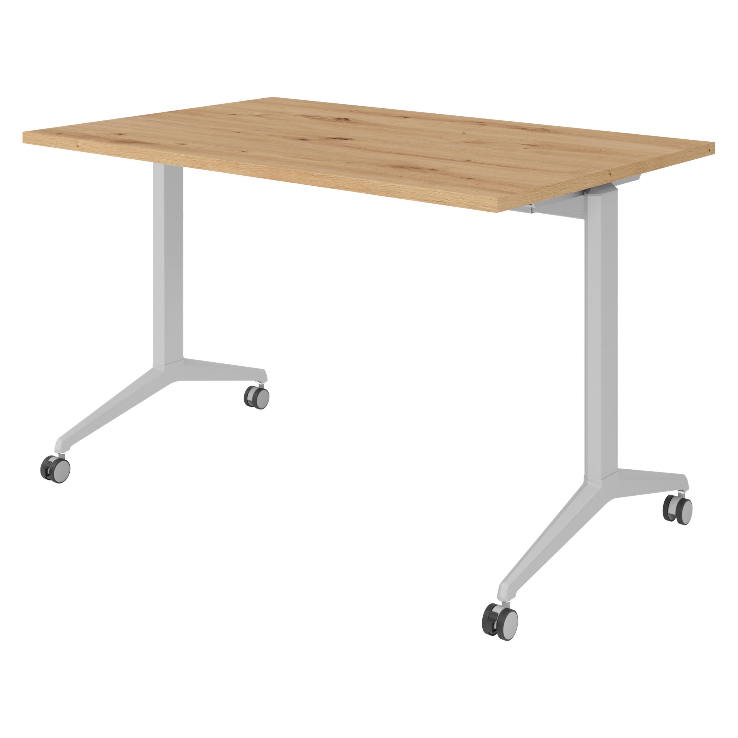 SEMINARTISCH klappbar & fahrbar 80/120/75 cm in Wildeiche/Silberfarben - Wildeiche/Silberfarben, Holzwerkstoff (80/120/75cm) - bümö
