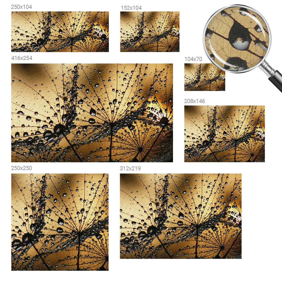 FOTOTAPETE 104x70 cm - Zarte Tropfen - Weiß, Textil (104/70cm) - Wallfluent