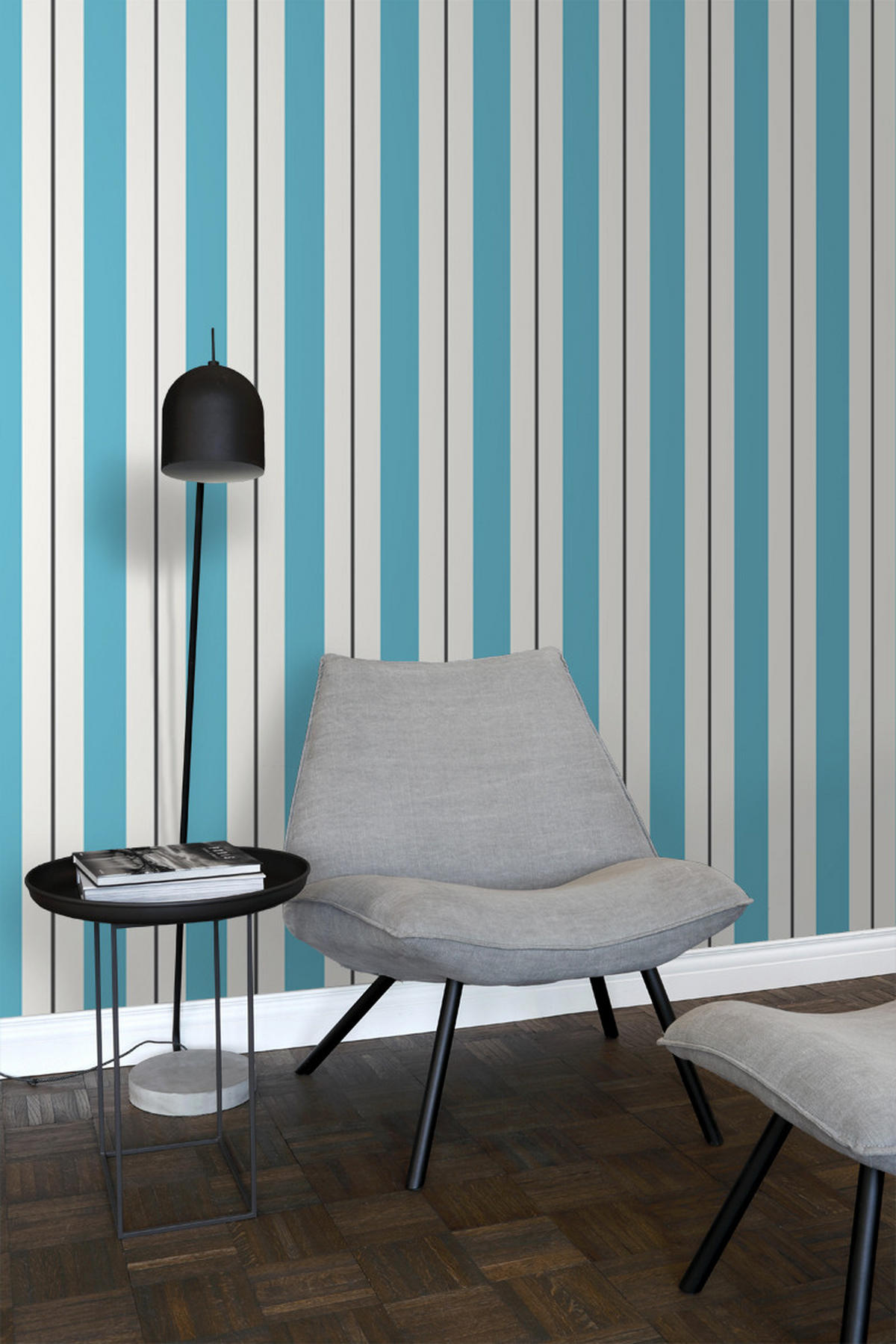 TAPETE Streifen 53 cm x 10.05 m - Türkis, Papier (53/1000cm) - ESTAhome