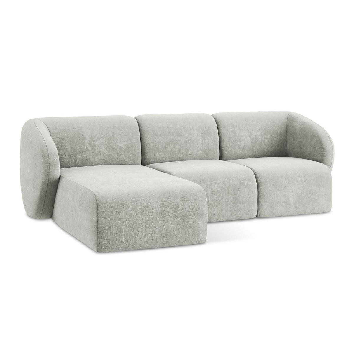 ECKSOFA Links Chenille Stoff Grau - Hellgrau/Schwarz, Holzwerkstoff/Kunststoff (248/166cm) - LaMiaSofa