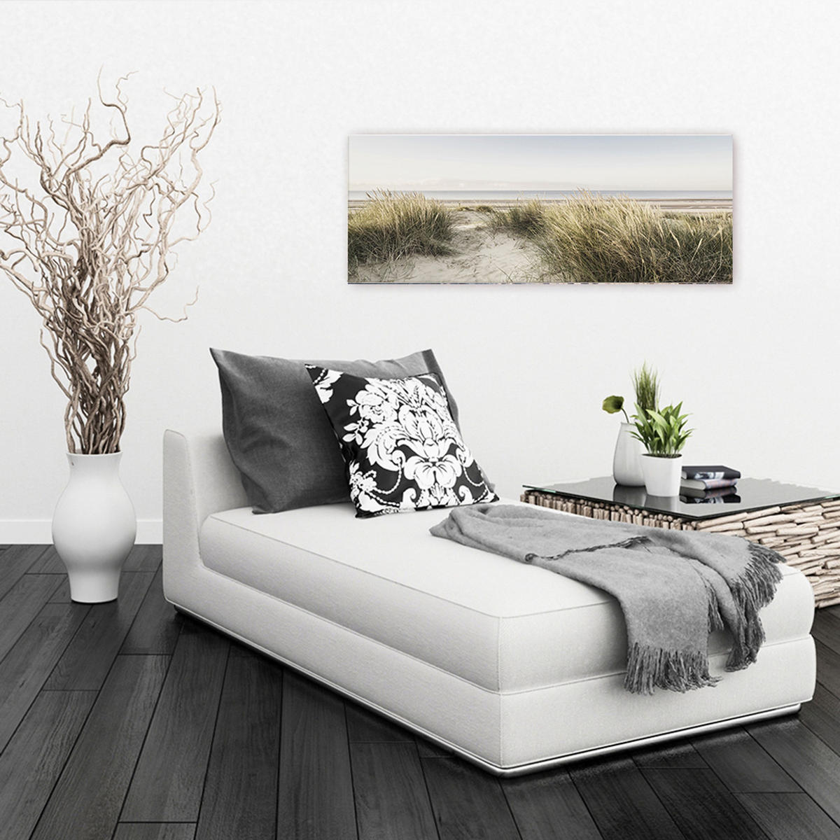 GLASBILD 80x30 cm Strand und Dünengräser - Beige, Glas (80/30cm) - artissimo