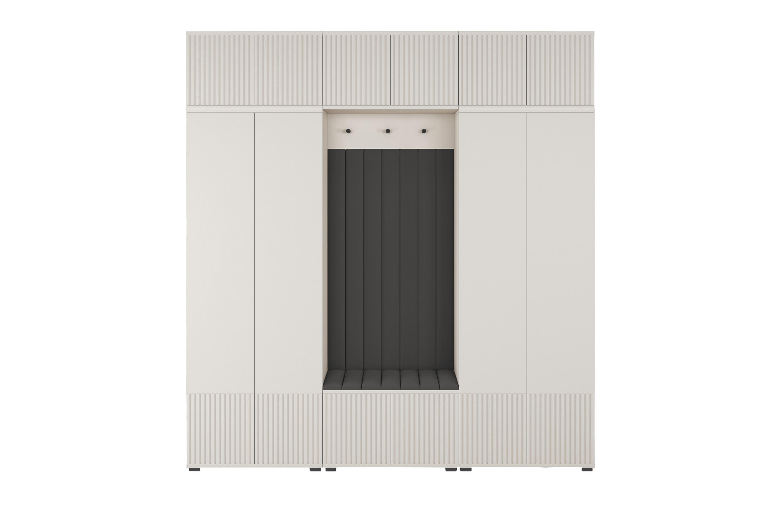 GARDEROBE Ritmo version 3 mit POLSTERPANEELEN SCHWARZ - Beige/Schwarz, Holzwerkstoff (210/225/44cm) - Jerpax