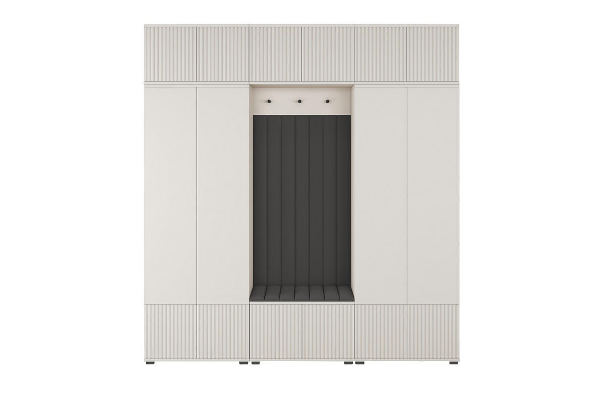GARDEROBE Ritmo version 3 mit POLSTERPANEELEN SCHWARZ - Beige/Schwarz, Holzwerkstoff (210/225/44cm) - Jerpax