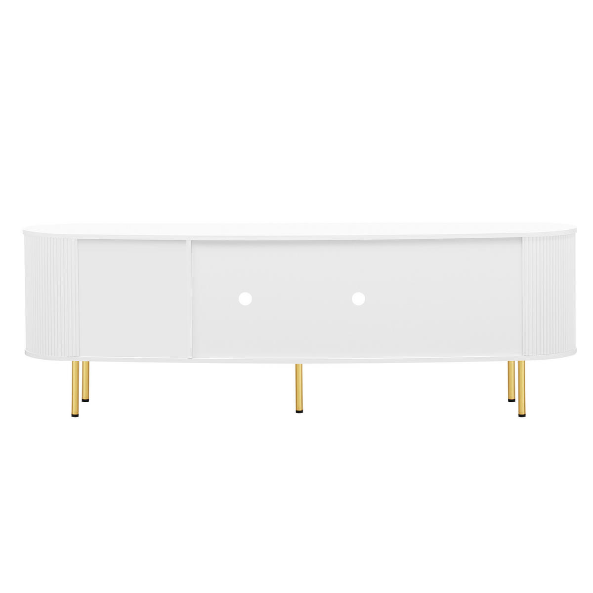 TV-ELEMENT mit 4 Glastüren 170 x 35 x 55 cm MDF White and Gold - Weiß, Holzwerkstoff (35/55/170cm) - Beauniv