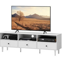 TV stolek 140/34/45 cm s kabelovým vedením, 3 otevřenými přihrádkami a 3 zásuvkami, Bílá - bílá, kompozitní dřevo (140/45/34cm) - Redom