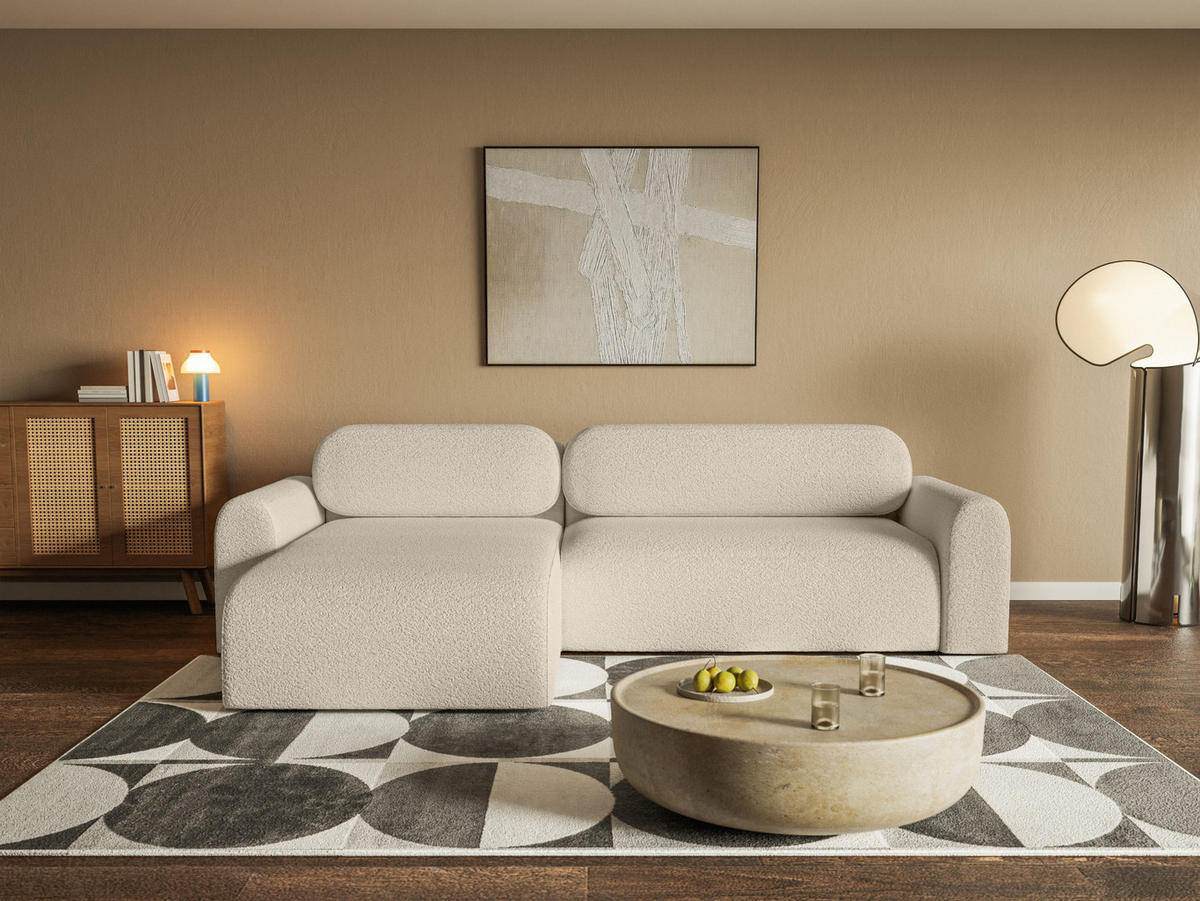 ECKSOFA Lome L mit Schlaffunktion, Beige - Beige, Textil (286/185cm) - Fedve