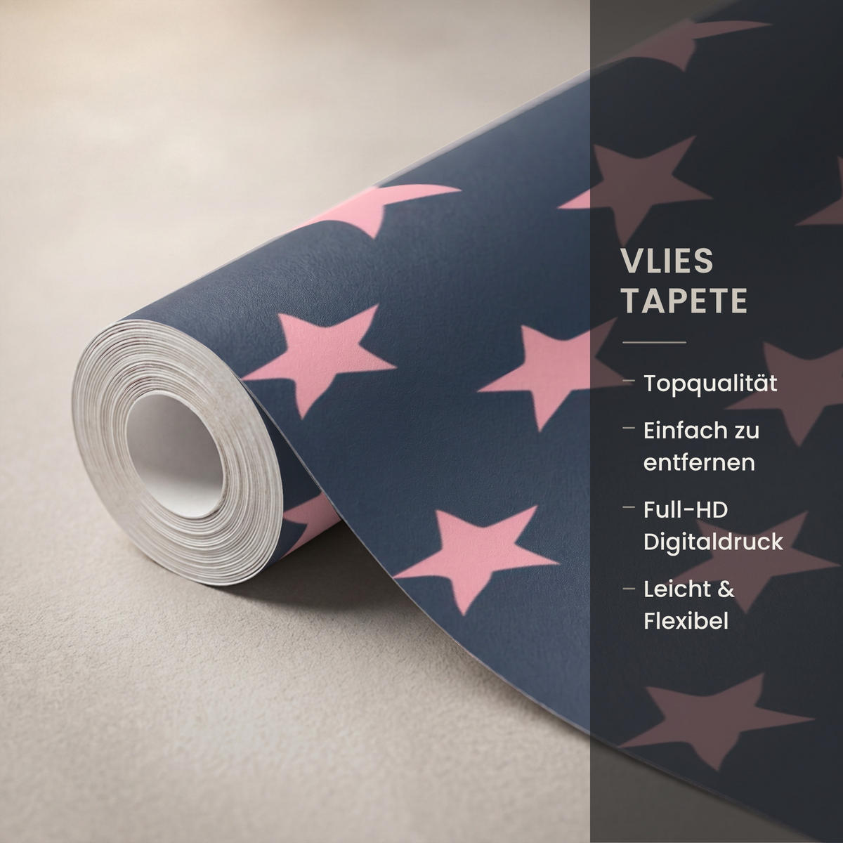 KINDERTAPETE - Muster - Sterne - Rosa - 240x280 cm - Anthrazit, Papier (240/280cm) - OnlyWow