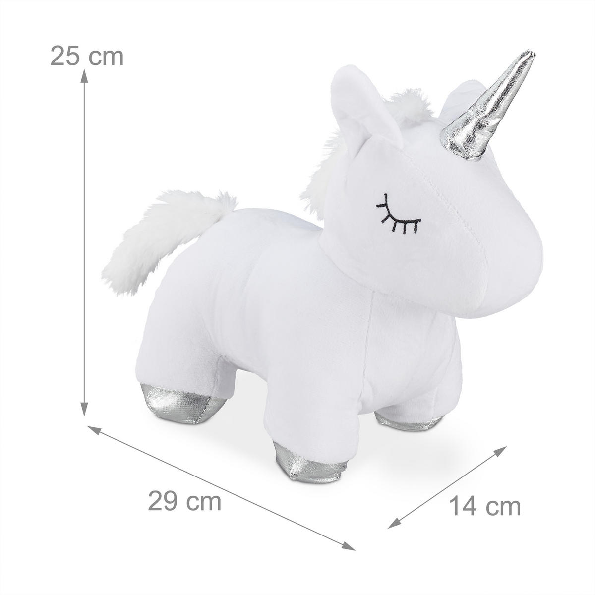 TÜRSTOPPER Weiß Einhorn 25x29x14 cm - Weiß, Naturmaterialien/Textil (29/14cm) - Relaxdays
