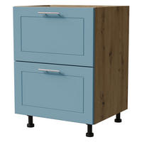 SCHUBLADENUNTERSCHRANK Bari D2/60 Eiche Artisan / RAL 5024 pastellblau 60 / 50 / 82cm Blum Teilauszug - Blau/Eiche Artisan, Holz/Holzwerkstoff (60/82/50cm) - Feldmann-Wohnen