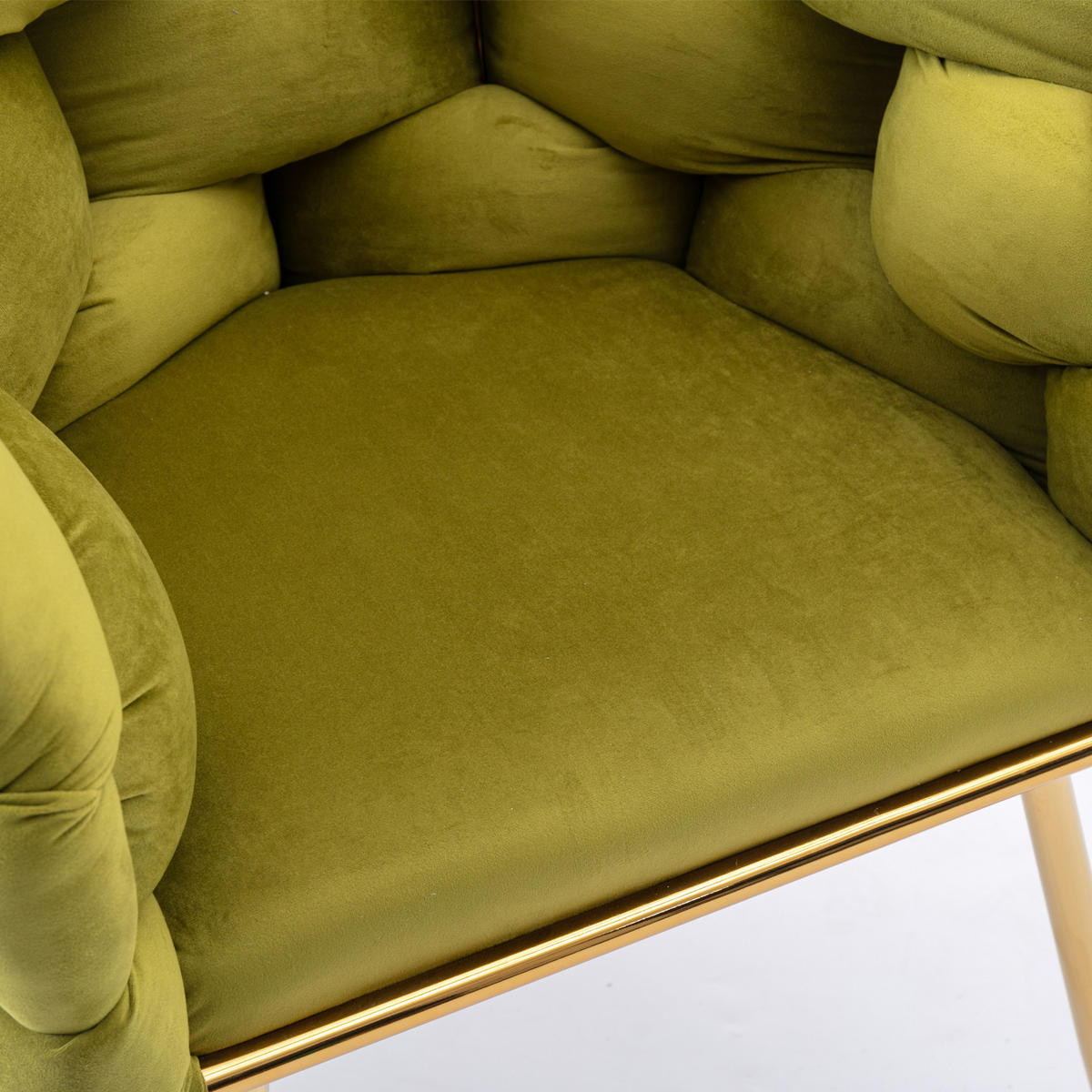 SESSEL Samt Olivgrün mit Metallgestell für Schlafzimmer, Wohnzimmer, Esszimmer - Olivgrün, Textil/Metall (73/75/56cm) - WISHDOR