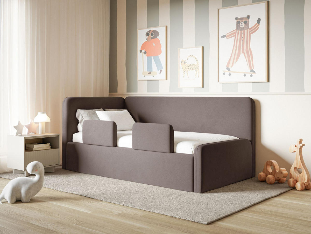 KINDERBETT Fanko Samt Braun 90x200 cm - Schwarz/Braun, Kunststoff/Textil (90/200cm) - Selsey